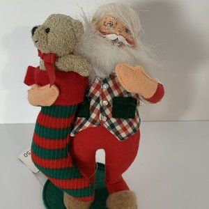 NWT Annalee 9” Christmas Santa Doll 2003 SANTA with Knit Stocking Teddy Bear